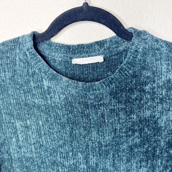 Zara Women's White/Green Knit Sweater Bodycon Dress Crew Neck Long Sleeve Size S - Picture 4 of 6